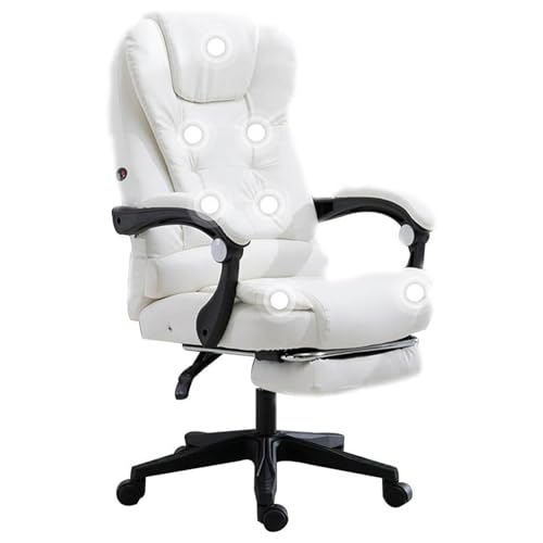Ergonomischer Gaming Stuhl aus Kunstleder mit Fußstütze und 7-Punkt Massage Lendenwirbelstütze, Computerstuhl mit hoher Rückenlehne, Tragkraft 150 kg
