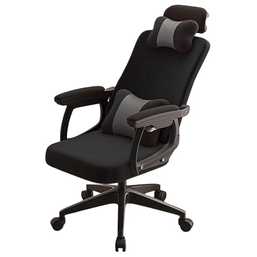 Ergonomischer Gaming-Bürostuhl mit Wippfunktion, bequemer Arbeitsstuhl mit großer Kopfstütze, Lendenstütze und verstellbaren Armlehnen, 170°