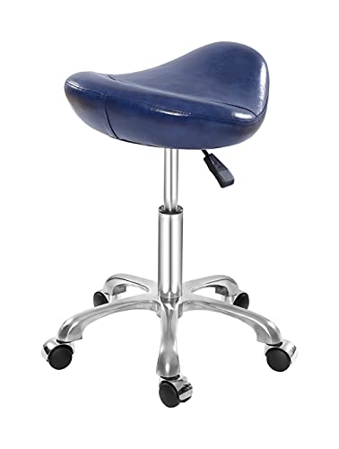 Sattel Hocker Stuhl für Pediküre, Massage, Salon, Spa, verstellbar, hydraulisch, mit Rollen, Blau