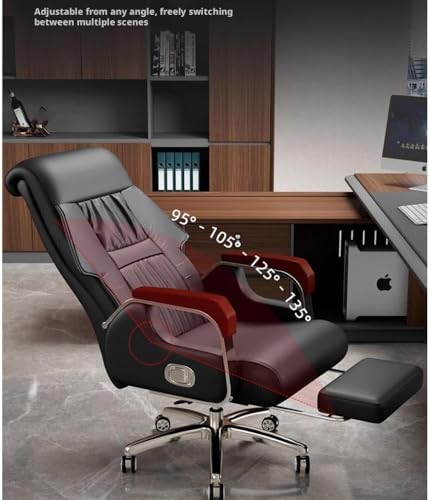 Bürostuhl, Chefsessel Mit Massage- Und Liegefunktion, Hochwertiger Drehstuhl Aus Leder Für Zuhause Und Das Büro