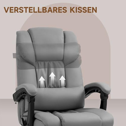 Vinsetto Bürostuhl, Massagesessel mit Fußstütze, Bürostuhl, ergonomischer Stuhl, höhenverstellbar, neigbare Rückenlehne und kabelgebundene