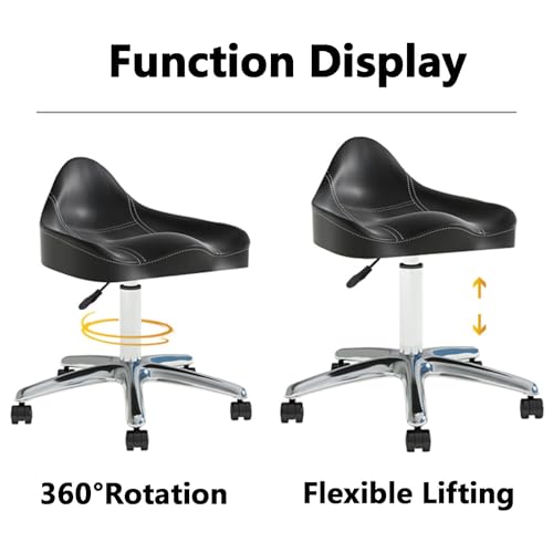Sattelhocker mit Rollen, drehbares und verstellbares Design, dickes Sitzkissen für Salon, Spa, Massage zu Hause und im Büro