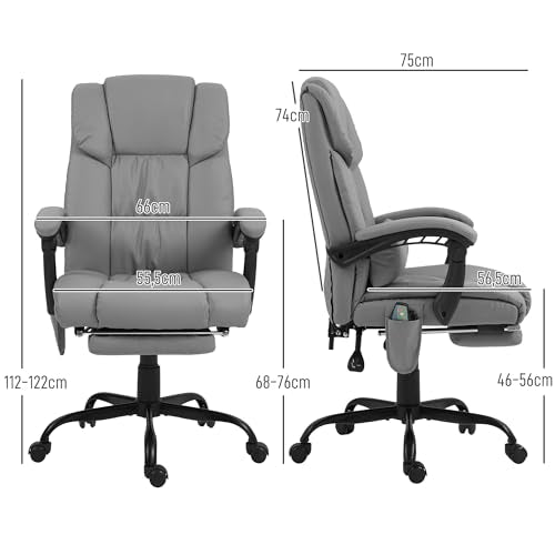 Vinsetto Bürostuhl, Massagesessel mit Fußstütze, Bürostuhl, ergonomischer Stuhl, höhenverstellbar, neigbare Rückenlehne und kabelgebundene