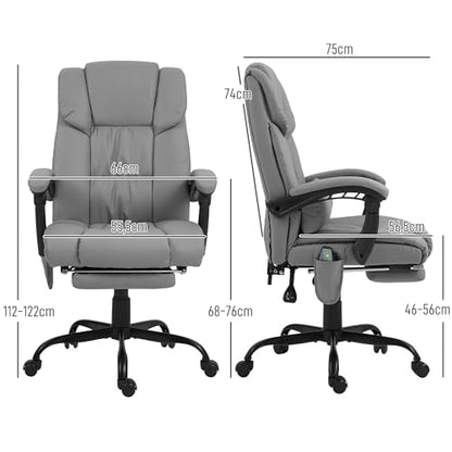 Vinsetto Bürostuhl, Massagesessel mit Fußstütze, Bürostuhl, ergonomischer Stuhl, höhenverstellbar, neigbare Rückenlehne und kabelgebundene