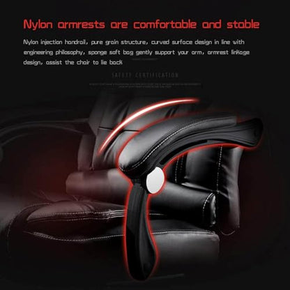Ergonomischer Gaming Stuhl aus Kunstleder mit Fußstütze und 7-Punkt Massage Lendenwirbelstütze, Computerstuhl mit hoher Rückenlehne, Tragkraft 150 kg