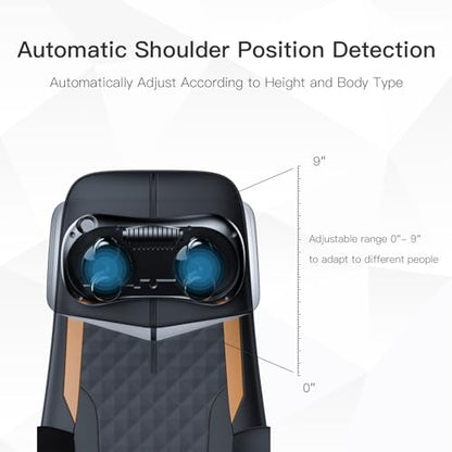 CLORIS Nacken- und Rückenmassagegerät mit Wärme, automatisch verstellbare Kopfstütze, 3D-Shiatsu-Kompressen Massagekissen und Rollen für