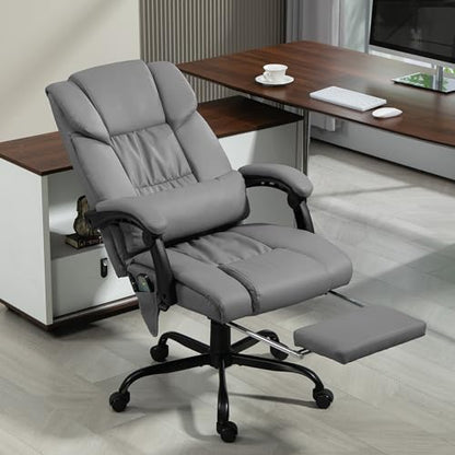 Vinsetto Bürostuhl, Massagesessel mit Fußstütze, Bürostuhl, ergonomischer Stuhl, höhenverstellbar, neigbare Rückenlehne und kabelgebundene
