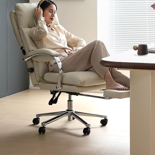 Computer-Schreibtischstuhl, Luxuriöser Bürostuhl aus Leder mit elektrischer Massage, bequem for den Einsatz zu Hause und im Büro