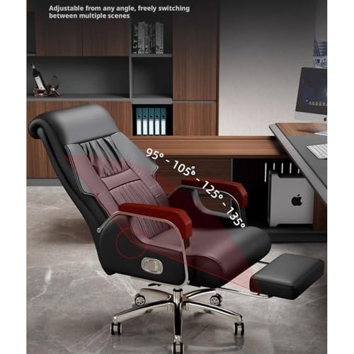 Computer-Schreibtischstuhl, Chefsessel mit Massage- und Liegefunktion, hochwertiger Leder-Drehstuhl for Computer, for Zuhause und das Büro