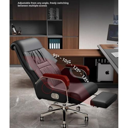Computer-Schreibtischstuhl, Chefsessel mit Massage- und Liegefunktion, hochwertiger Leder-Drehstuhl for Computer, for Zuhause und das Büro