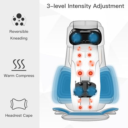 CLORIS Nacken- und Rückenmassagegerät mit Wärme, automatisch verstellbare Kopfstütze, 3D-Shiatsu-Kompressen Massagekissen und Rollen für