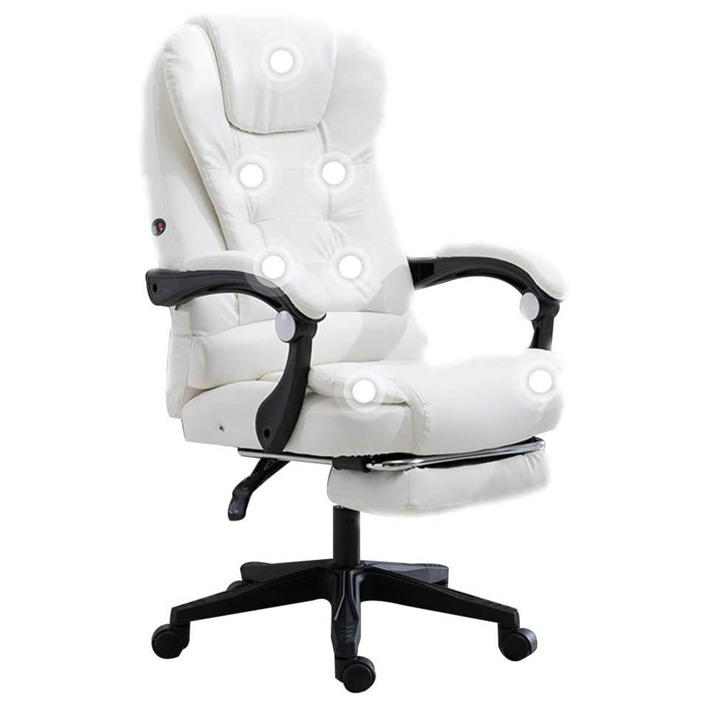 Ergonomischer Gaming Stuhl aus Kunstleder mit Fußstütze und 7-Punkt Massage Lendenwirbelstütze, Computerstuhl mit hoher Rückenlehne, Tragkraft 150 kg