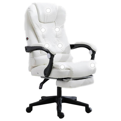 Ergonomischer Gaming Stuhl aus Kunstleder mit Fußstütze und 7-Punkt Massage Lendenwirbelstütze, Computerstuhl mit hoher Rückenlehne, Tragkraft 150 kg